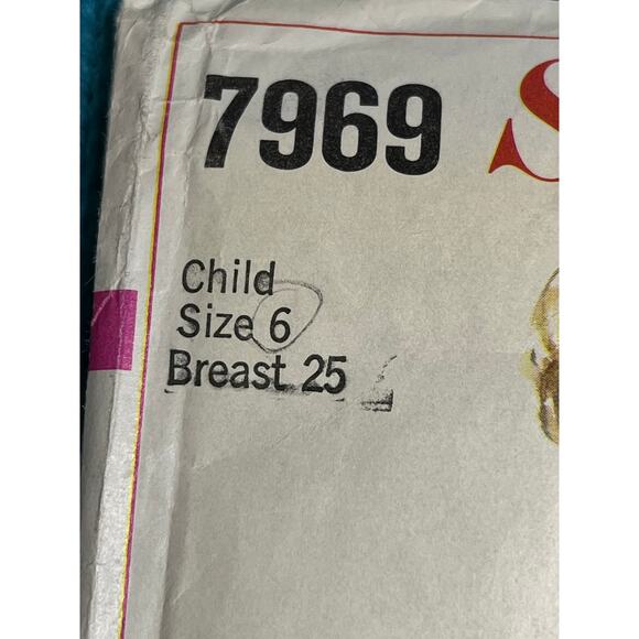 Simplicity 7969 pattern girls dress fit and flare ruffle sleeve 1960s size 6 - Picture 2 of 5